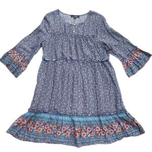 NWT Suzanne Betro Blue Dainty Floral Boho Cottage Core Cowgirl Dress Small